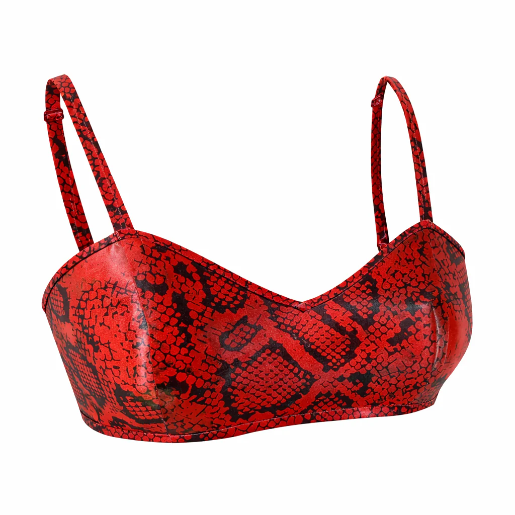 Print Touch Me Bralette Red Snake READY TO SHIP