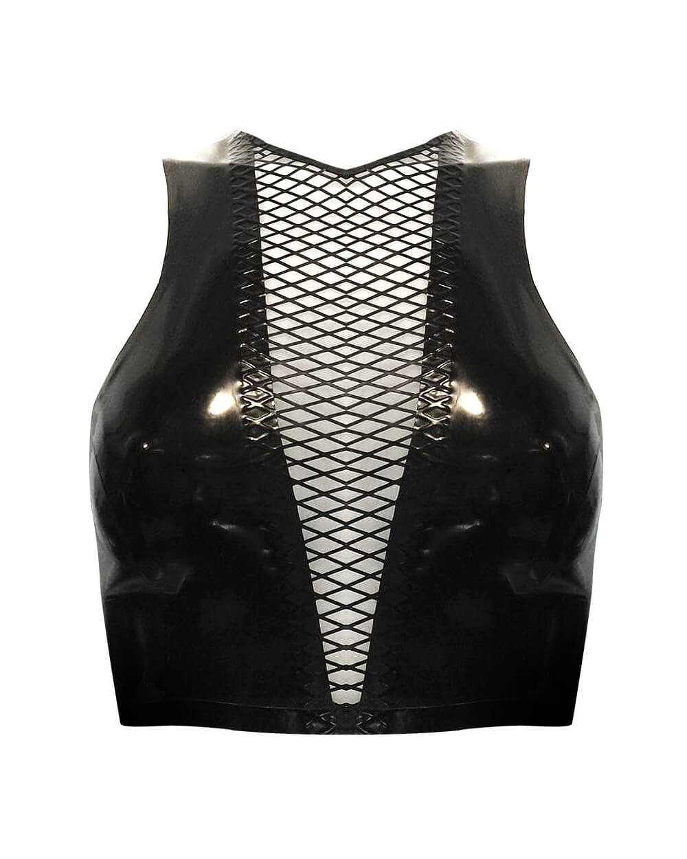 V-Fishnet Crop Top
